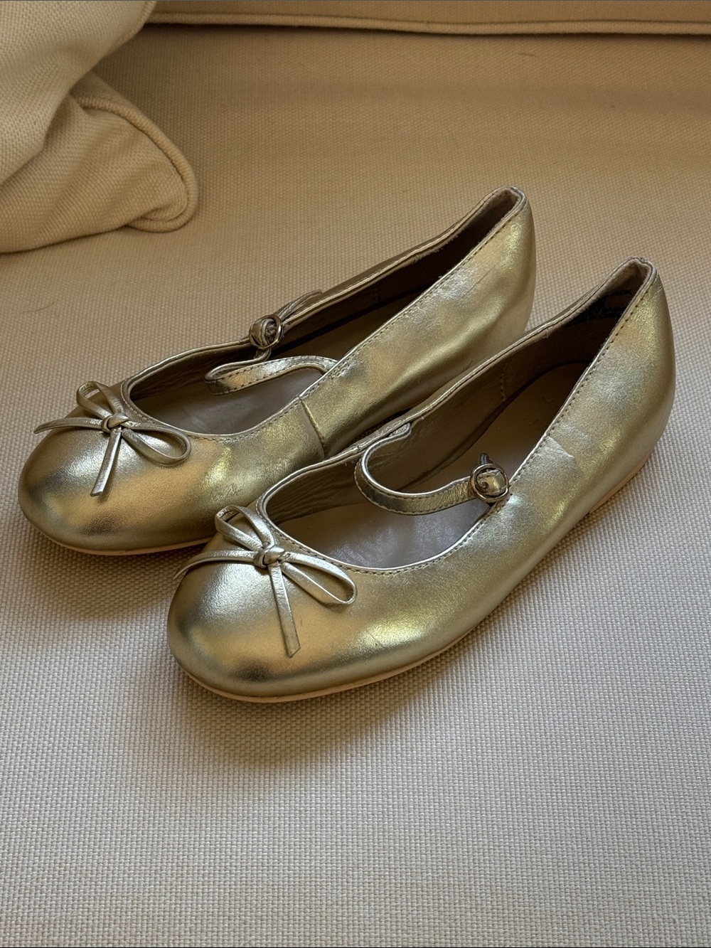Janie and Jack Metallic Gold Mary Jane Ballet Flats sz 2